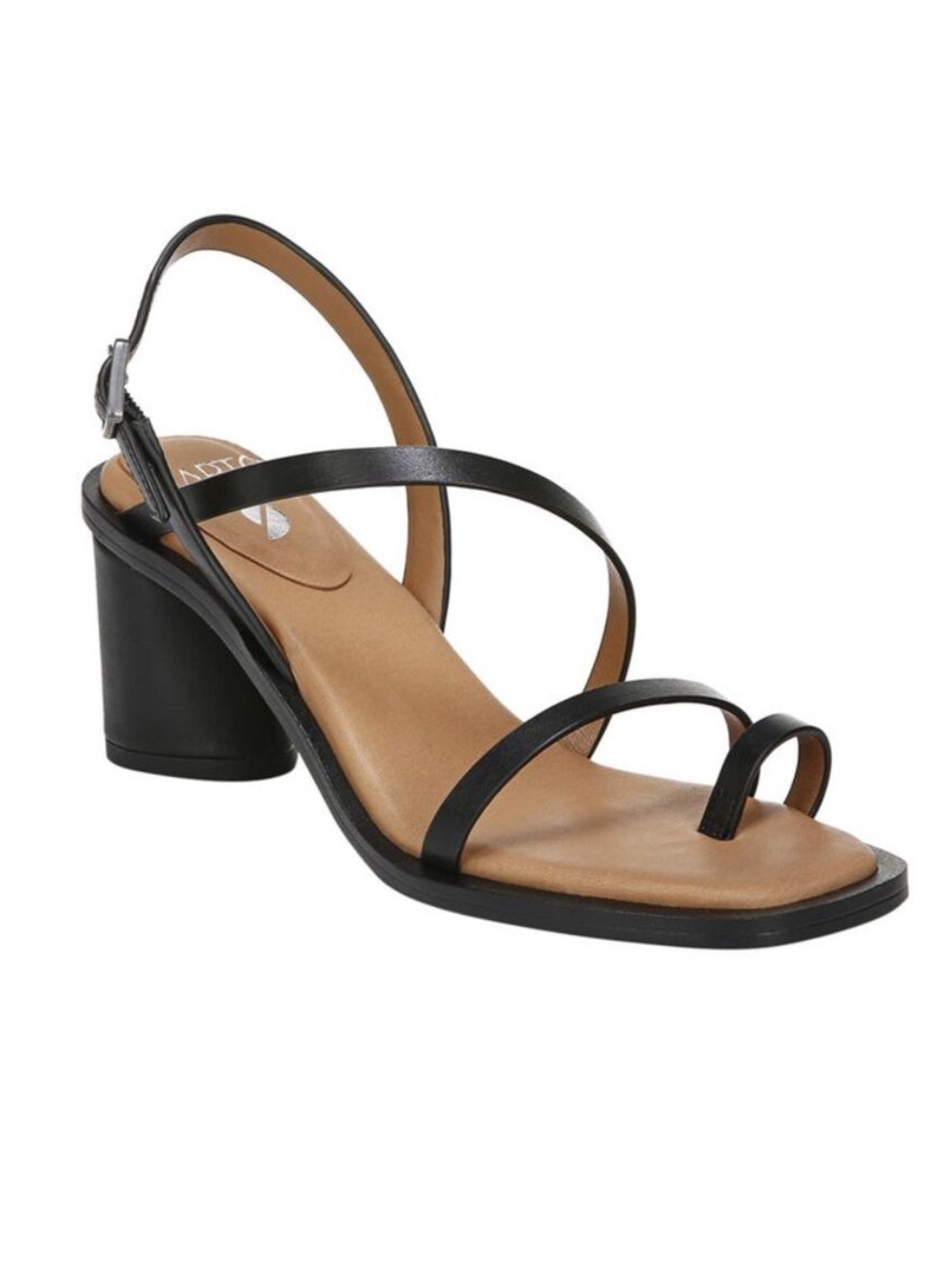 Sarto by Franco Sarto Rache Black Leather Block Heel Strappy Sandals Toe Loop 9M